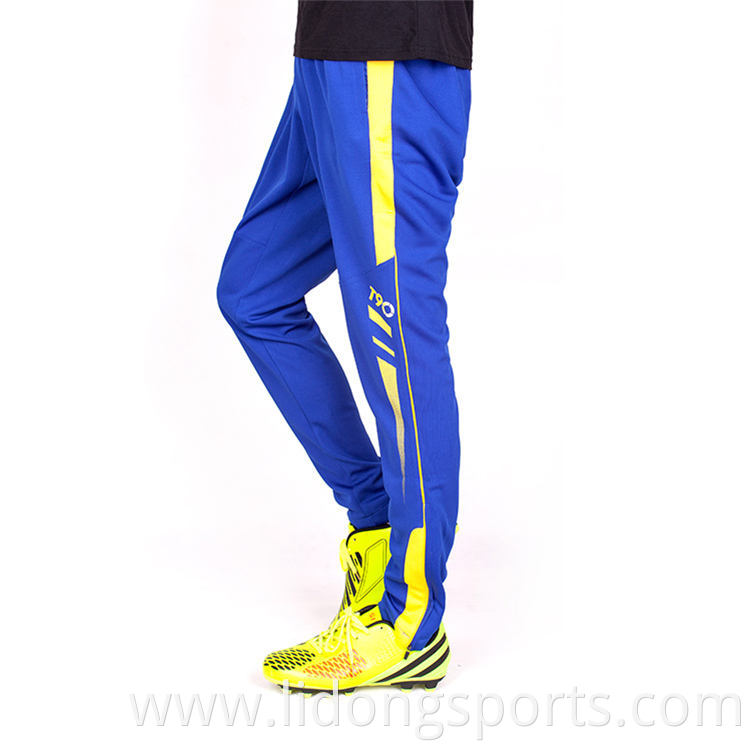 Wholesale mens track pants zipper pocket trousers football training long pants for running
